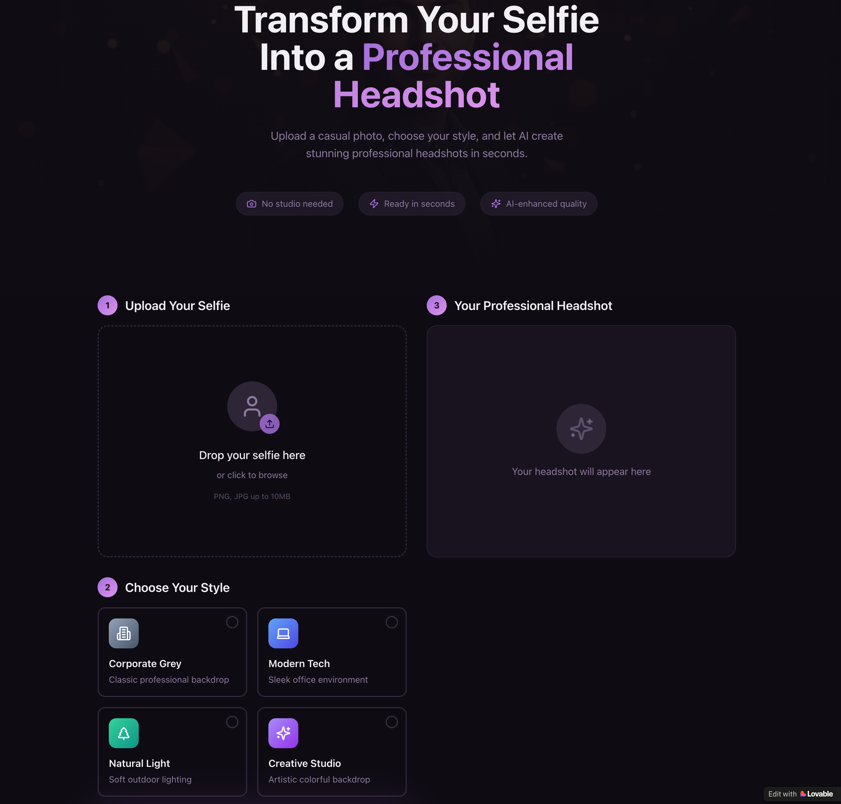 HeadshotAI - AI-assisted project preview